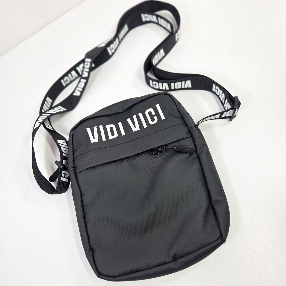 Vidi Vici Bold Logo Crossbody Messenger Bag Black NWT